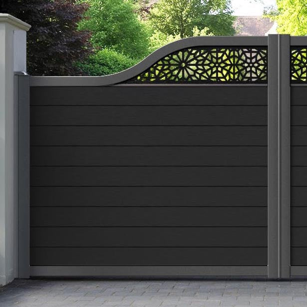 Fusion Alnara Curved Top Driveway Gate - Black - Top Screen