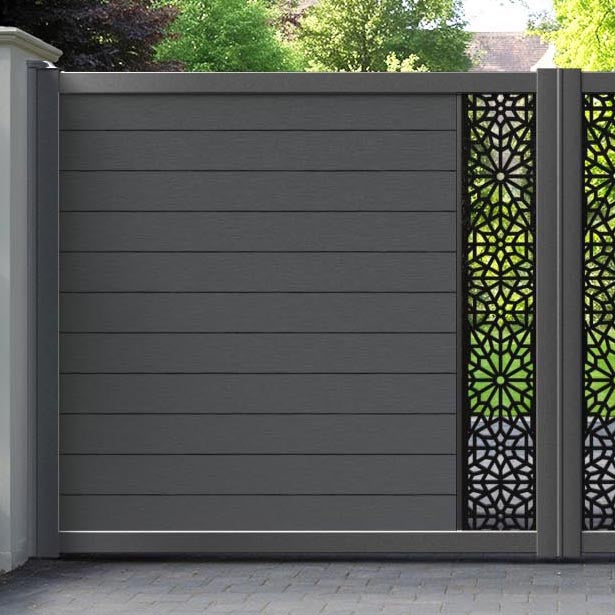 Fusion Alnara Straight Top Driveway Gate - Dark Grey - Middle Screen