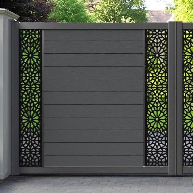 Fusion Alnara Straight Top Driveway Gate - Dark Grey - Middle & End Screen