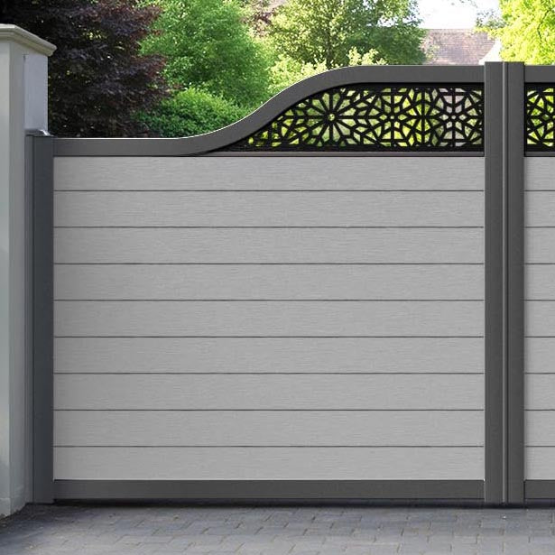 Fusion Alnara Curved Top Driveway Gate - Light Grey - Top Screen