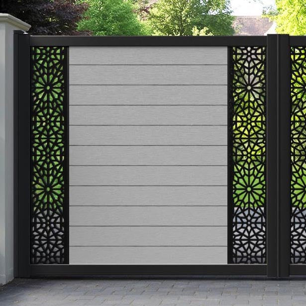 Fusion Alnara Straight Top Driveway Gate - Light Grey - Middle & End Screen