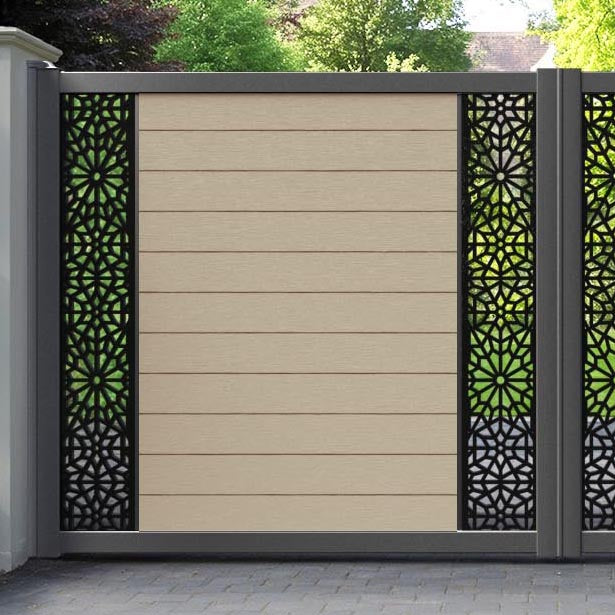 Fusion Alnara Straight Top Driveway Gate - Light Oak - Middle & End Screen