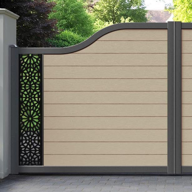 Fusion Alnara Curved Top Driveway Gate - Light Oak - End Screen