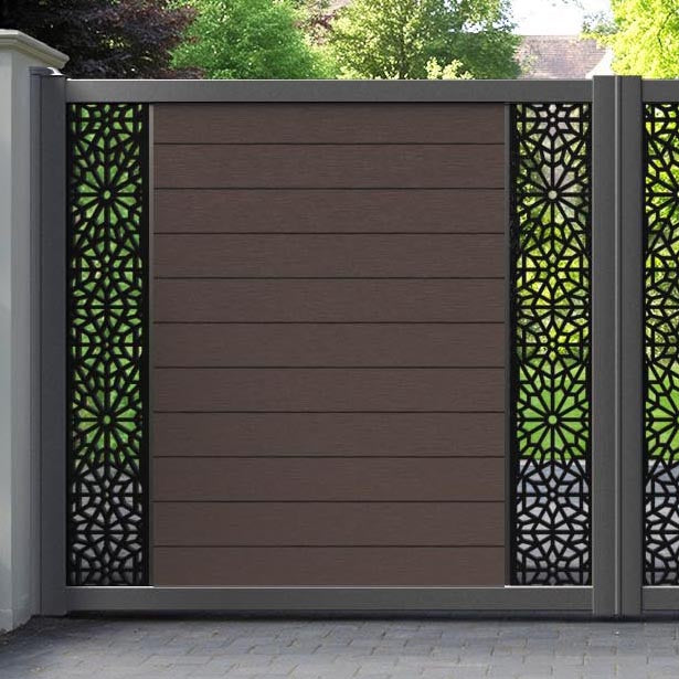 Fusion Alnara Straight Top Driveway Gate - Mid Brown - Middle & End Screen