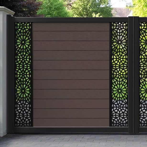 Fusion Alnara Straight Top Driveway Gate - Mid Brown - Middle & End Screen