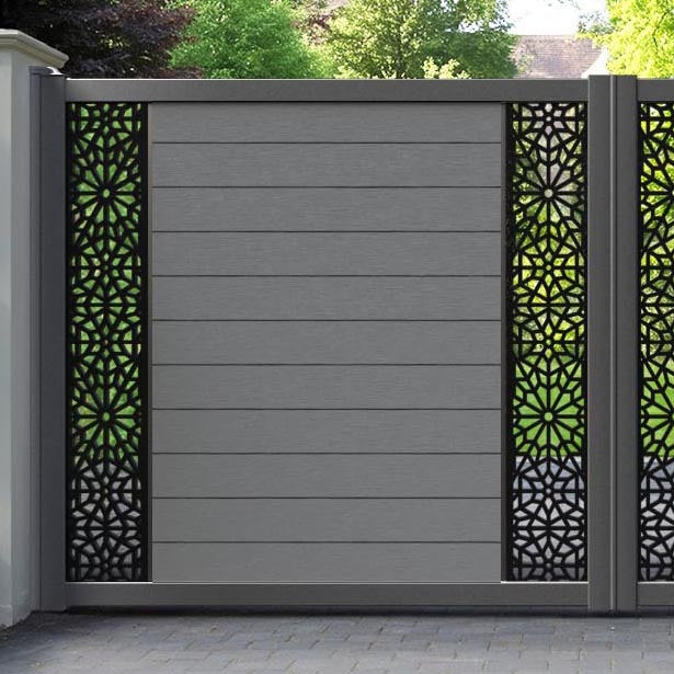 Fusion Alnara Straight Top Driveway Gate - Mid Grey - Middle & End Screen