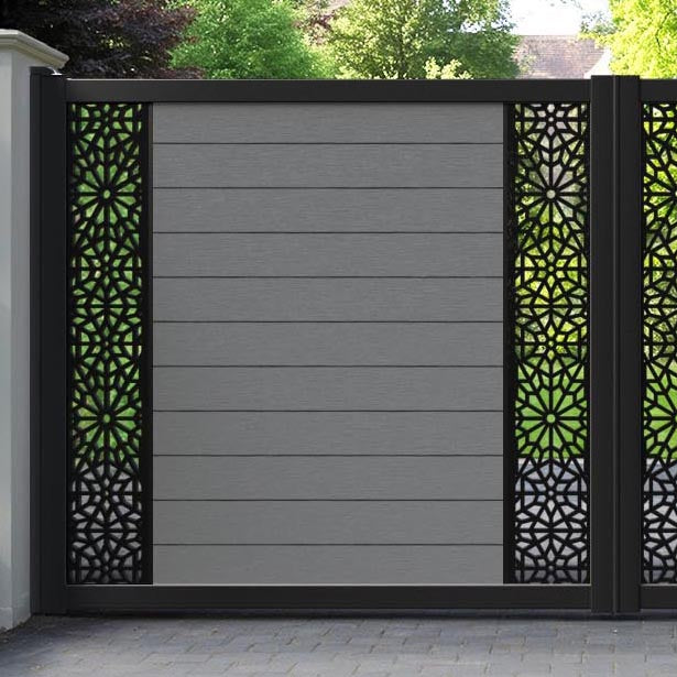 Fusion Alnara Straight Top Driveway Gate - Mid Grey - Middle & End Screen