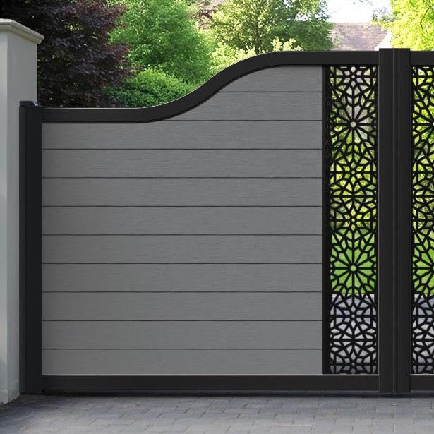 Fusion Alnara Curved Top Driveway Gate - Mid Grey - Middle Screen
