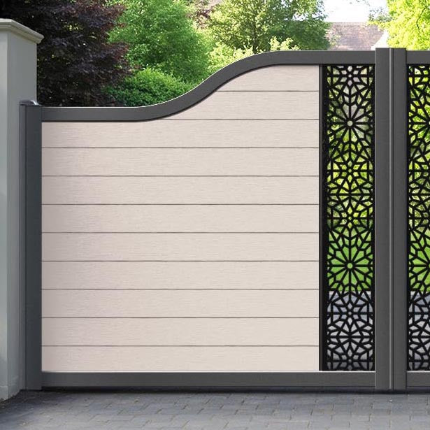 Fusion Alnara Curved Top Driveway Gate - Mid Stone - Middle Screen