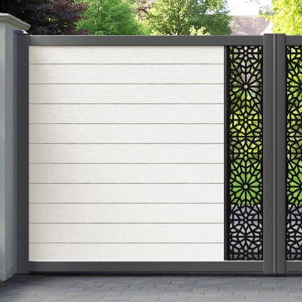 Fusion Alnara Straight Top Driveway Gate - Light Stone - Middle Screen