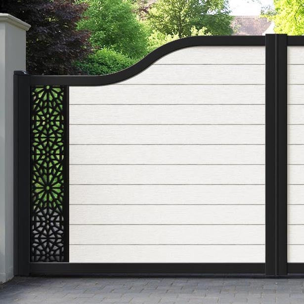 Fusion Alnara Curved Top Driveway Gate - Light Stone - End Screen