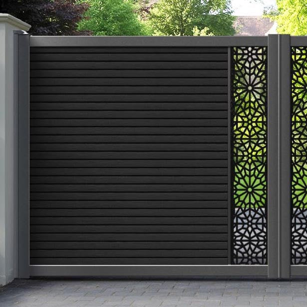 Hudson Alnara Straight Top Driveway Gate - Black - Middle Screen