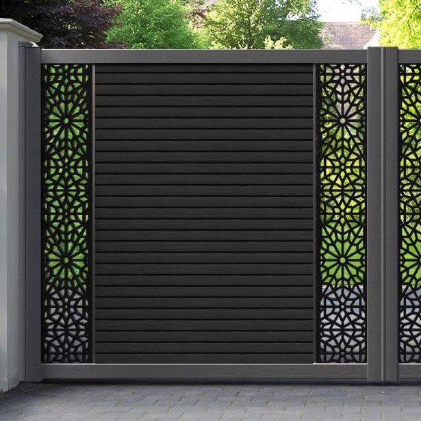 Hudson Alnara Straight Top Driveway Gate - Black - Middle & End Screen