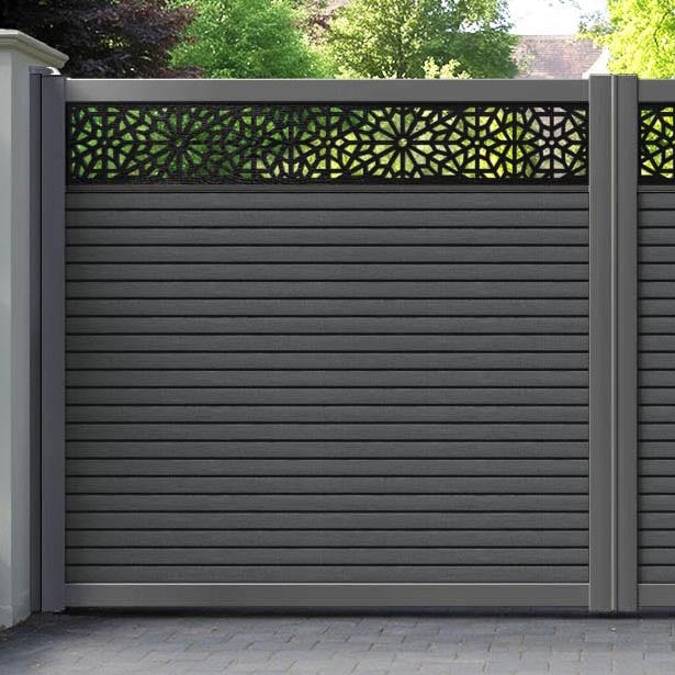 Hudson Alnara Straight Top Driveway Gate - Dark Grey - Top Screen
