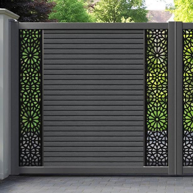 Hudson Alnara Straight Top Driveway Gate - Dark Grey - Middle & End Screen