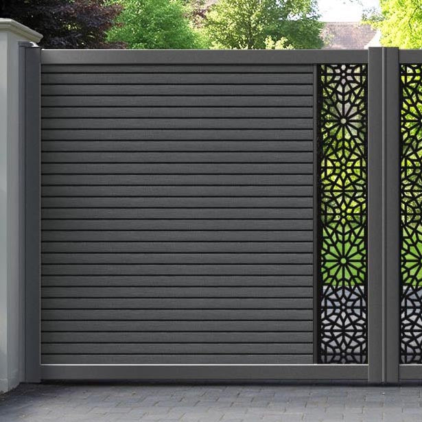 Hudson Alnara Straight Top Driveway Gate - Dark Grey - Middle Screen