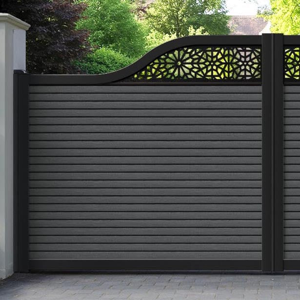 Hudson Alnara Curved Top Driveway Gate - Dark Grey - Top Screen