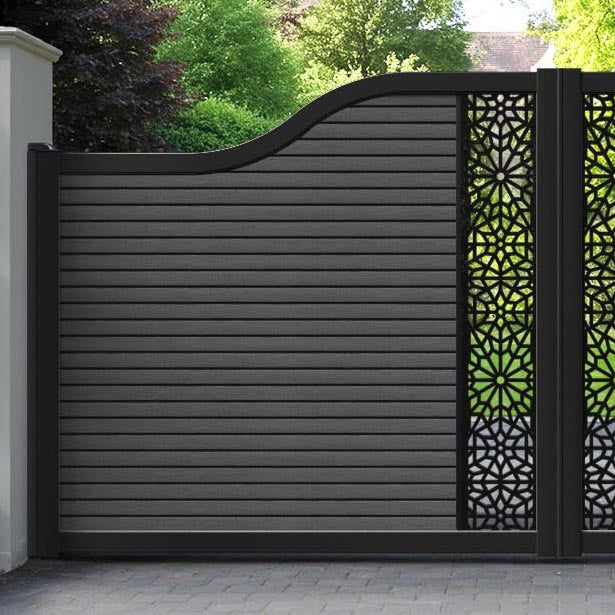 Hudson Alnara Curved Top Driveway Gate - Dark Grey - Middle Screen