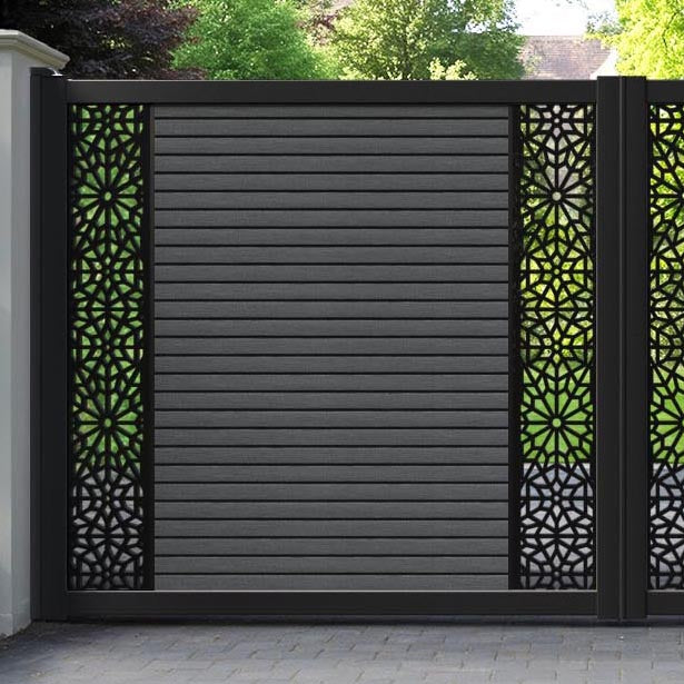 Hudson Alnara Straight Top Driveway Gate - Dark Grey - Middle & End Screen