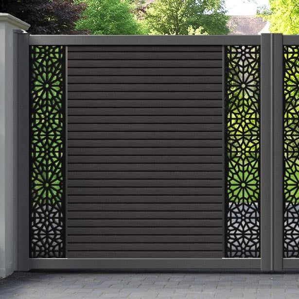 Hudson Alnara Straight Top Driveway Gate - Dark Oak - Middle & End Screen