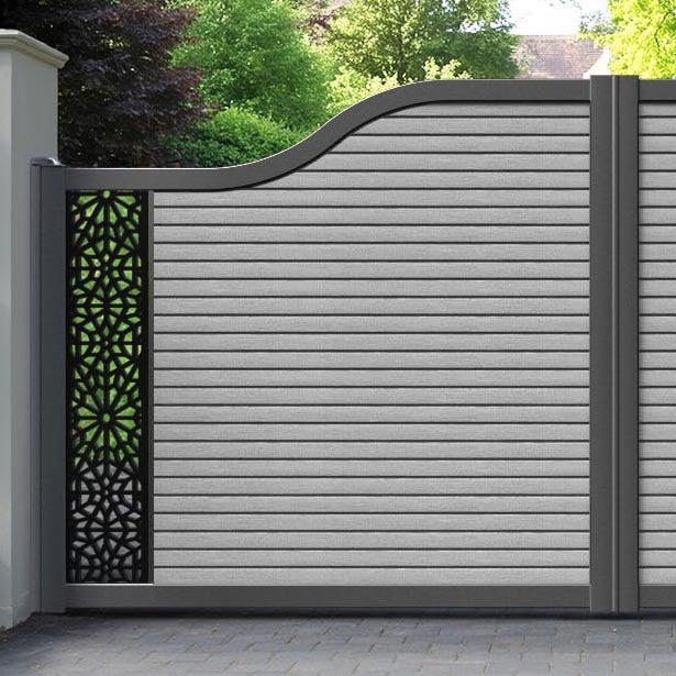 Hudson Alnara Curved Top Driveway Gate - Light Grey - End Screen