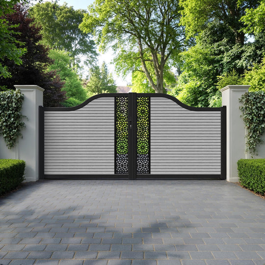 Hudson Alnara Curved Top Driveway Gate - Light Grey - Middle Screen