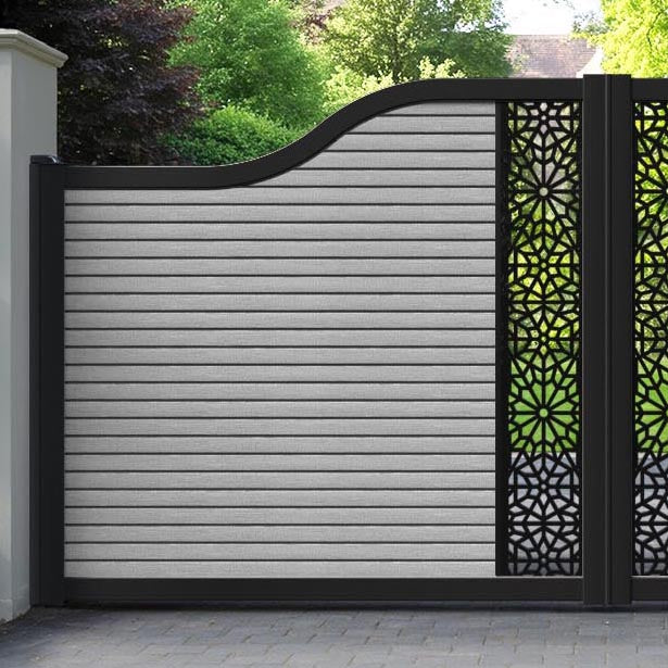 Hudson Alnara Curved Top Driveway Gate - Light Grey - Middle Screen