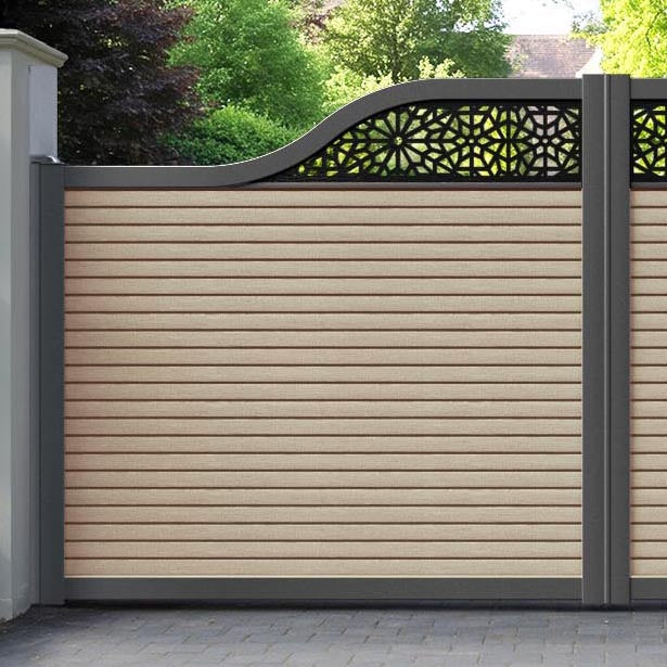 Hudson Alnara Curved Top Driveway Gate - Light Oak- Top Screen