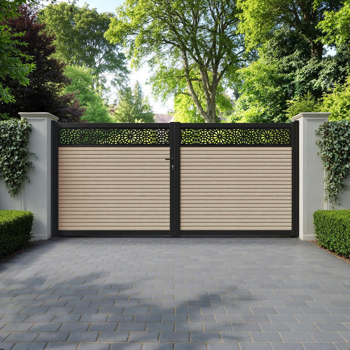 Hudson Alnara Straight Top Driveway Gate - Light Oak- Top Screen
