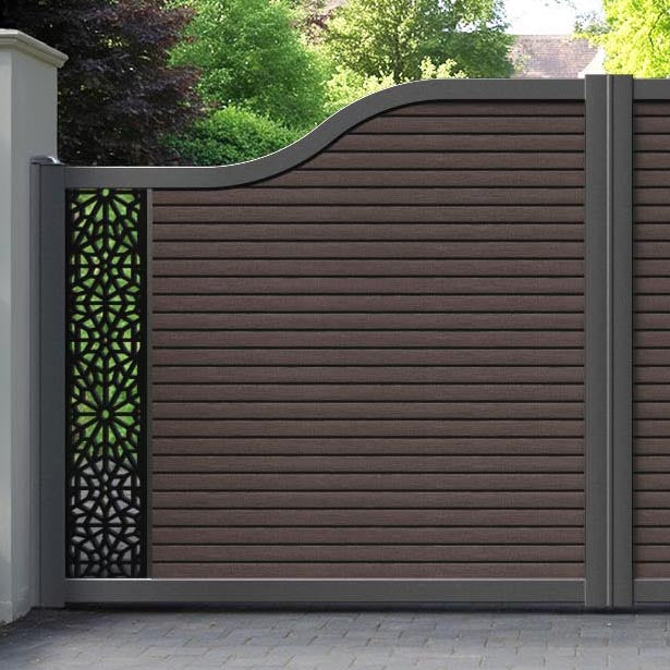 Hudson Alnara Curved Top Driveway Gate - Mid Brown - End Screen
