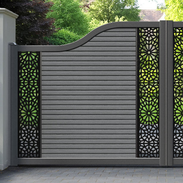 Hudson Alnara Curved Top Driveway Gate - Mid Grey - Middle & End Screen