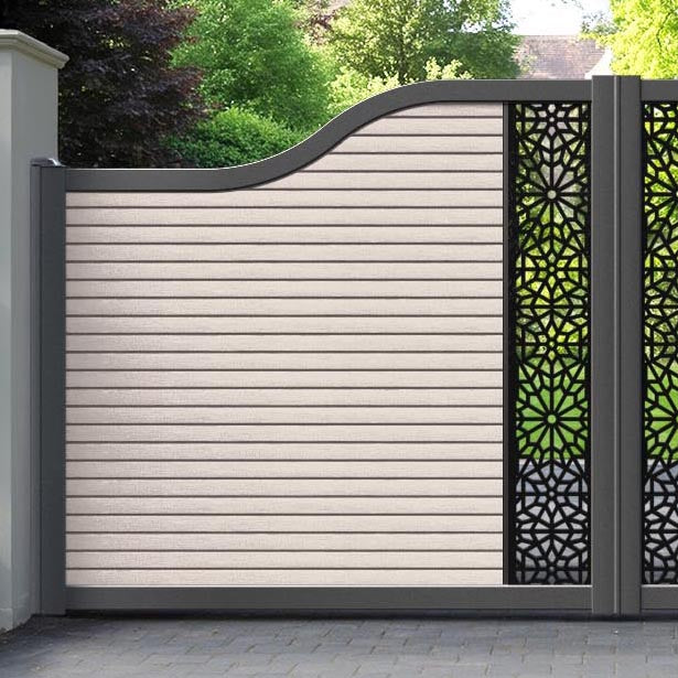 Hudson Alnara Curved Top Driveway Gate - Mid Stone - Middle Screen