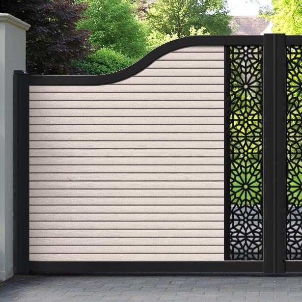 Hudson Alnara Curved Top Driveway Gate - Mid Stone - Middle Screen