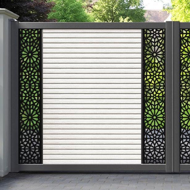 Hudson Alnara Straight Top Driveway Gate - Light Stone - Middle & End Screen