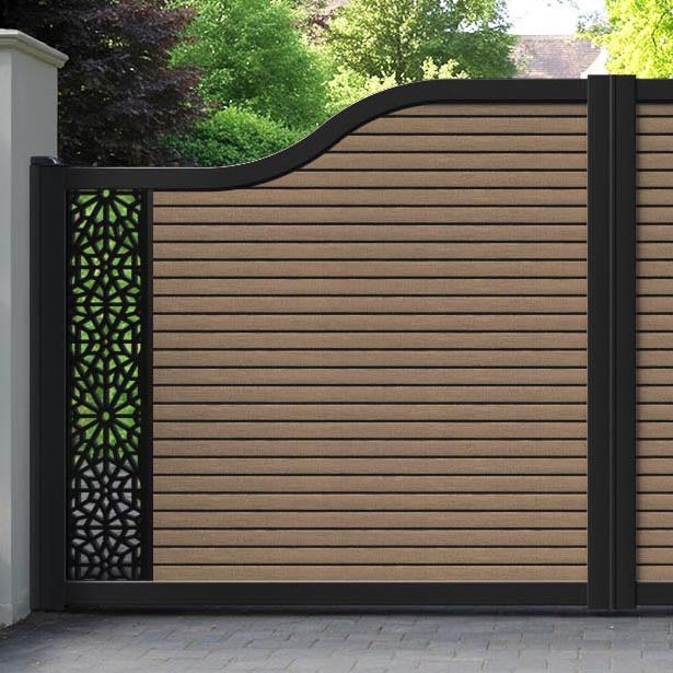 Hudson Alnara Curved Top Driveway Gate - Teak - End Screen