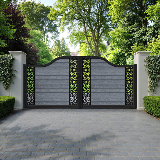 Classic Ambar Curved Top Driveway Gate - Anthracite - Middle & End Screen