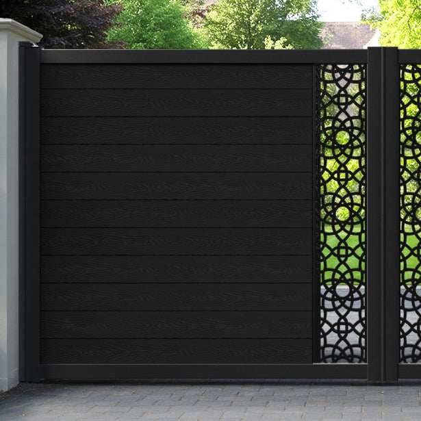 Classic Ambar Straight Top Driveway Gate - Black - Middle Screen