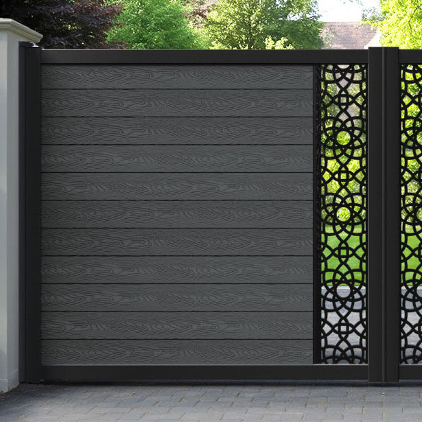Classic Ambar Straight Top Driveway Gate - Dark Grey - Middle Screen