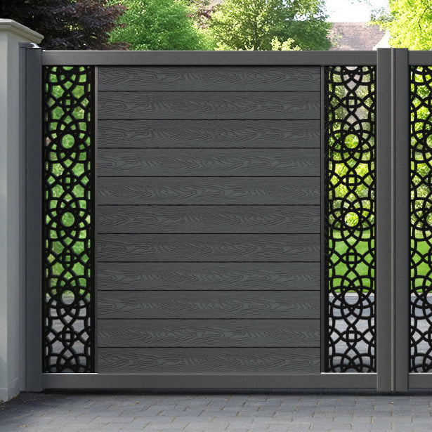 Classic Ambar Straight Top Driveway Gate - Dark Grey - Middle & End Screen