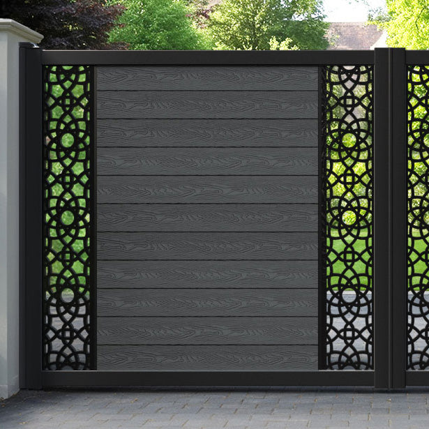Classic Ambar Straight Top Driveway Gate - Dark Grey - Middle & End Screen