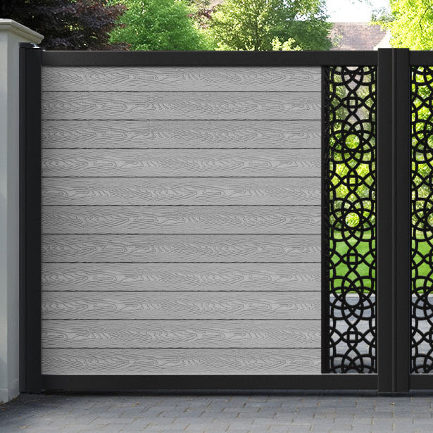 Classic Ambar Straight Top Driveway Gate - Light Grey - Middle Screen