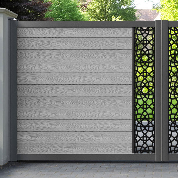Classic Ambar Straight Top Driveway Gate - Light Grey - Middle Screen
