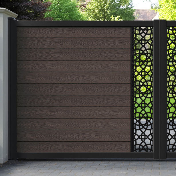 Classic Ambar Straight Top Driveway Gate - Mid Brown - Middle Screen