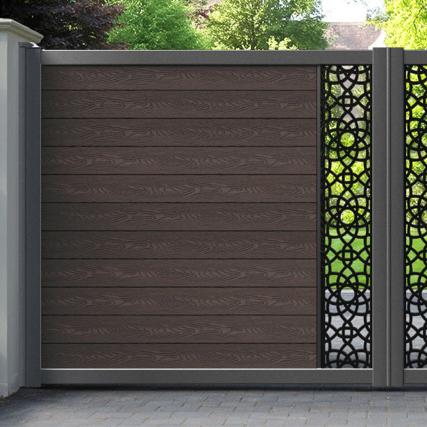 Classic Ambar Straight Top Driveway Gate - Mid Brown - Middle Screen