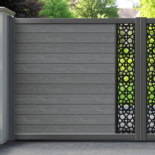 Classic Ambar Straight Top Driveway Gate - Mid Grey - Middle Screen