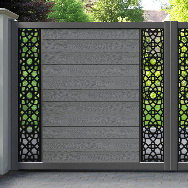 Classic Ambar Straight Top Driveway Gate - Mid Grey - Middle & End Screen