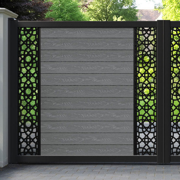Classic Ambar Straight Top Driveway Gate - Mid Grey - Middle & End Screen