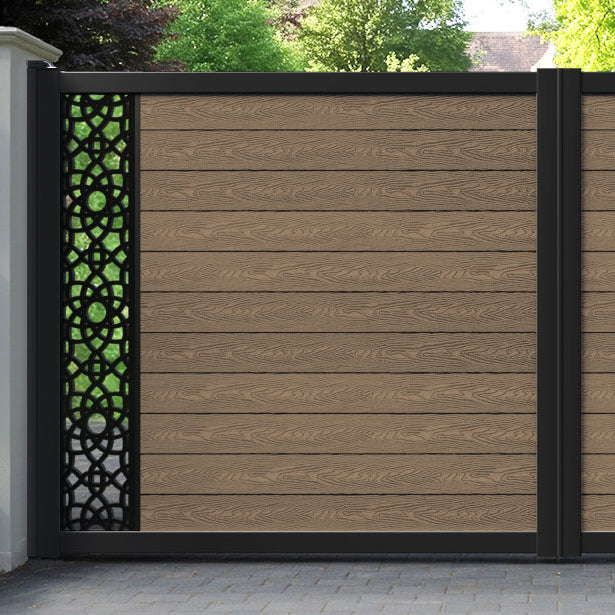 Classic Ambar Straight Top Driveway Gate - Teak - End Screen