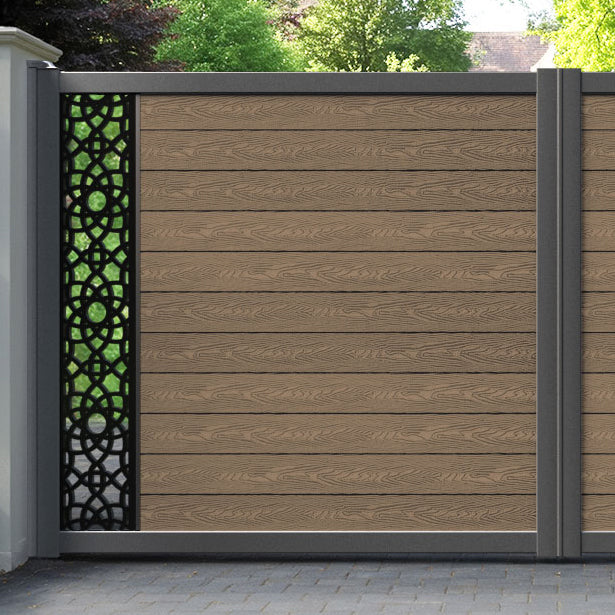 Classic Ambar Straight Top Driveway Gate - Teak - End Screen