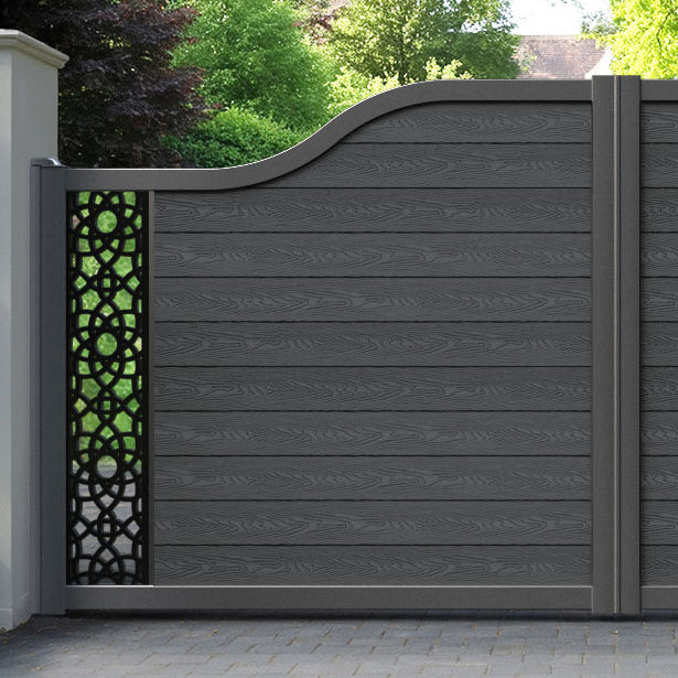 Classic Ambar Curved Top Driveway Gate - Dark Grey - End Screen